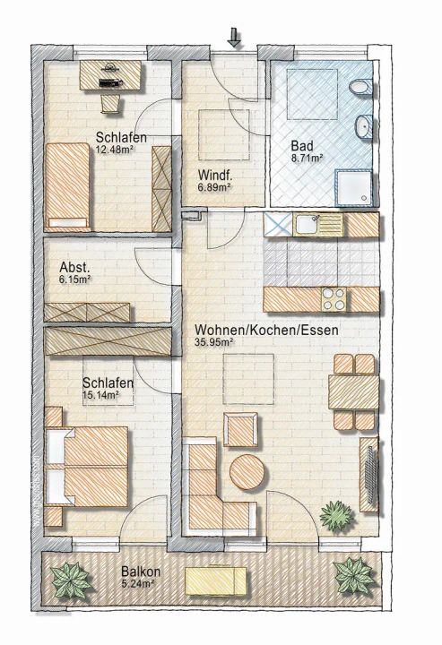 Optimale Raumaufteilung – 3-Zim.-Neubauwohnung KfW 40 Plus Standard